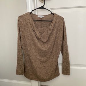 Brown Heather Cowl Neck Top